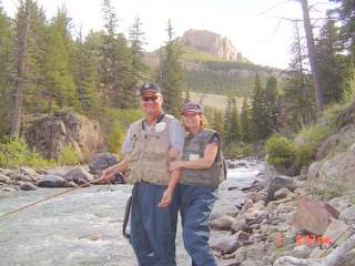 Ron and Kyla (Reichardt) Jordan 1969 Ames High School Alum fishing in Wyoming