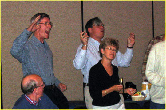 AHS Ames High School 1959 mini-reunion of 3 classmates in Breckenridge CO all singing AHS Fight Song